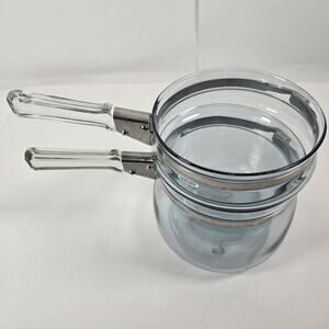 Vintage PYREX Flameware BLUE GLASS Double Boiler Pots 6763-U 6763-L (No Lid)